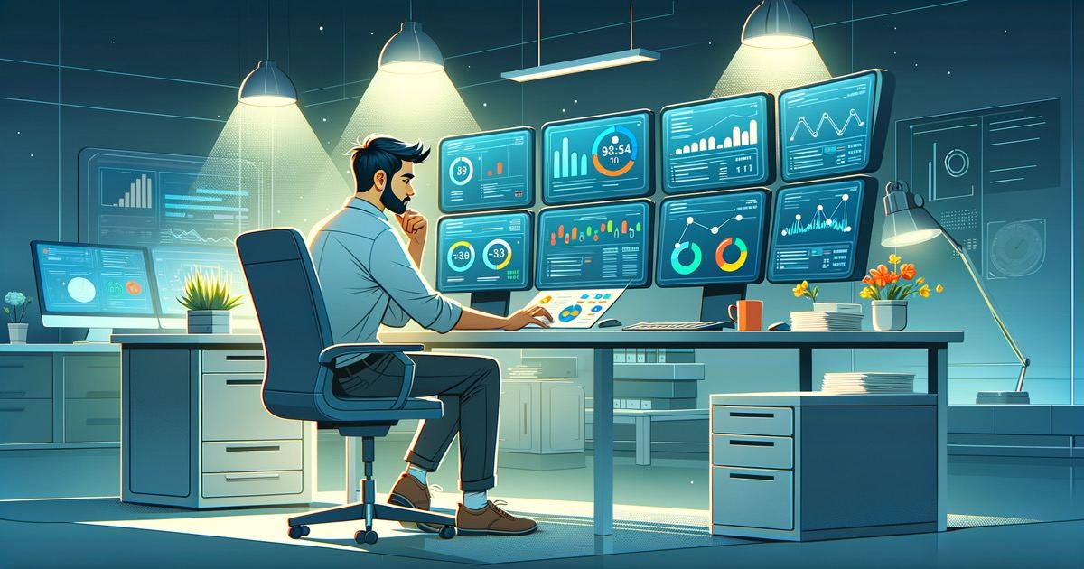 A data engineer in flow state at a clean, organized workstation