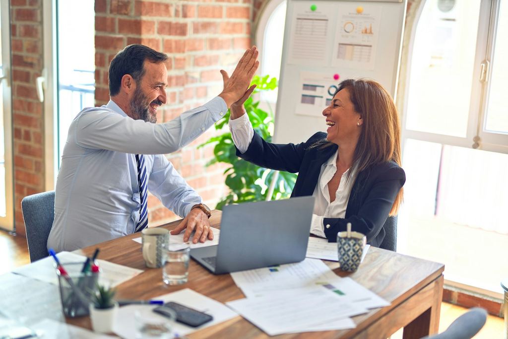 Professional team managing operations